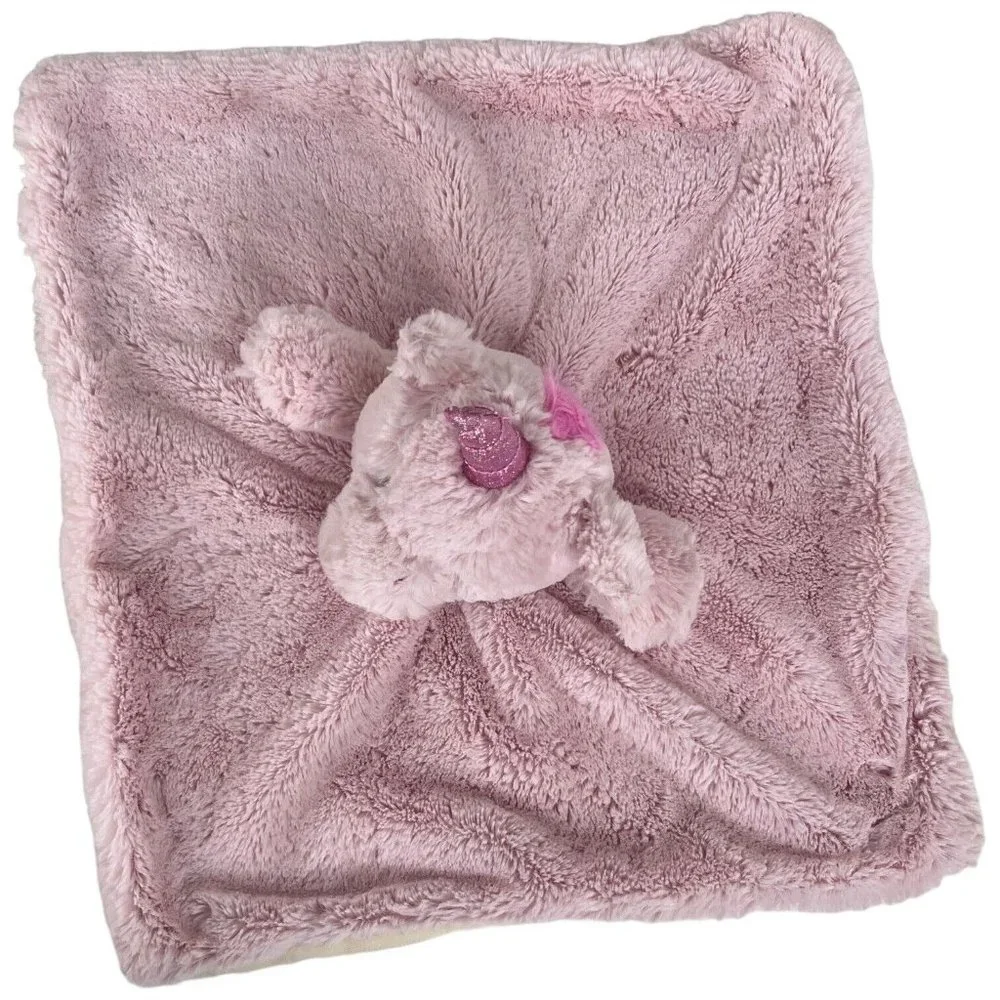 Kellytoy Pink Unicorn Baby Lovey‎ Rattle Security Blanket Plush Stuffed Animal